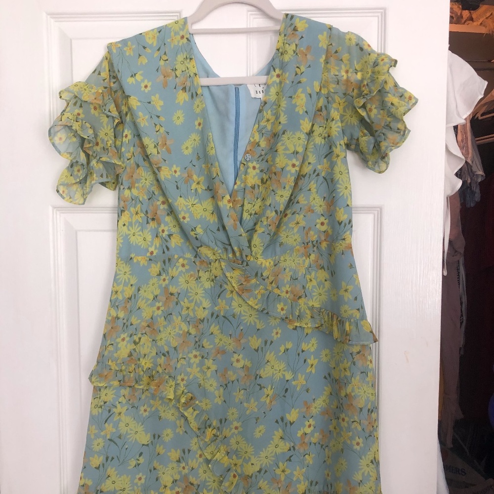 Blue and Yellow Flowers Dress